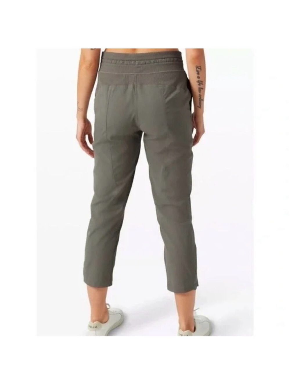 Lululemon Dance Studio Mid-Rise Khaki Green Athletic Pants Joggers Crop 25" Sz 4 - Picture 2 of 14